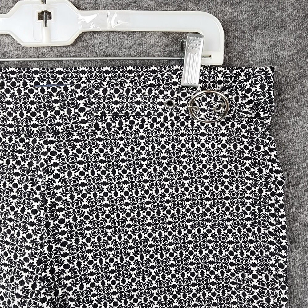 Verve Blues Ankle Pants Women Large Black White Geometric Print High Rise Crop - Picture 4 of 9